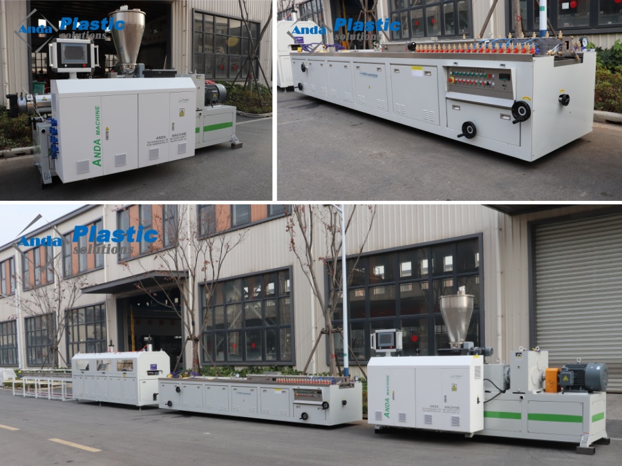 L&iacute;nea de extrusi&oacute;n de perfiles de PVC con pantalla t&aacute;ctil. 