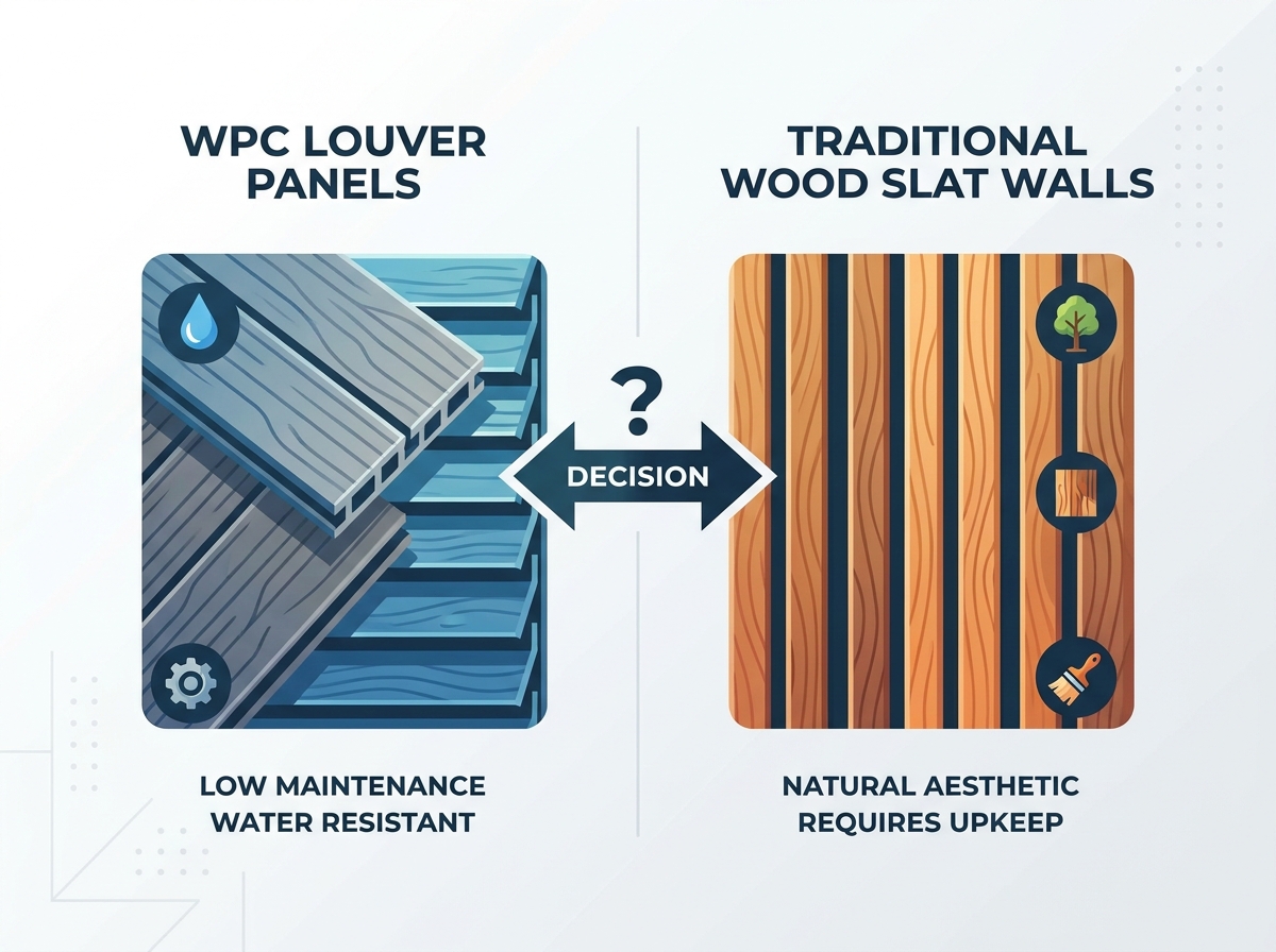 Comparaci&oacute;n de paneles de rejilla de WPC y paredes de listones de madera tradicionales