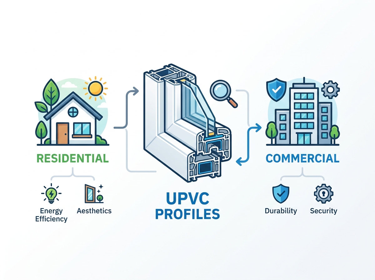 Perfiles de puertas y ventanas de UPVC.